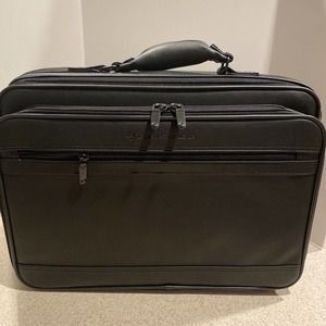 Texas Instruments Black Portfolio Leather Carrying Messenger Bag Briefcase